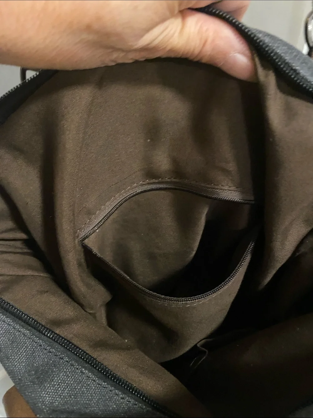 Paris Stamp light black Canvas Tote with Brown Handles and shoulder strap